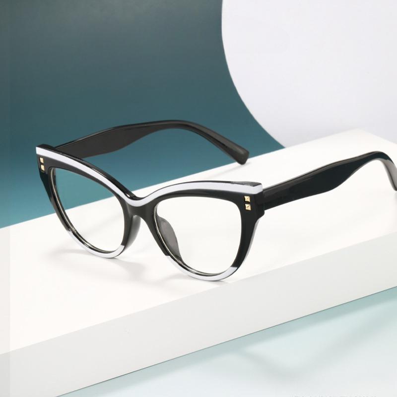Модные очки с заклепками, блокирующие синий свет, кошачий глаз, для чтения, от пресбиопии, женские, очень большие, полнокадровые, трендовые, для дальнозоркости