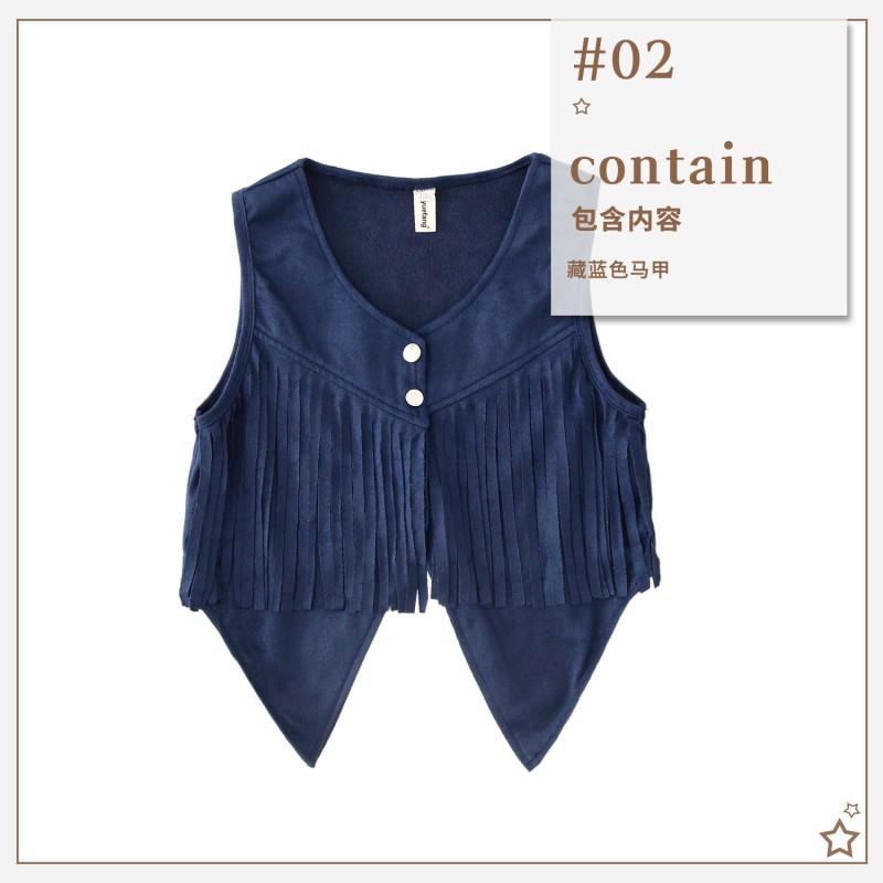 Girls Bohemian Hippie Denim Shorts Set Ethnic Style Fringe Vest Performance Costume Carnival 120-160cm