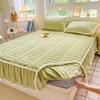 2024 New Milk Fleece Padded Cotton Class A Bed Skirt Mattress Hairball Thickened Mattress Protective Cover Solid Color