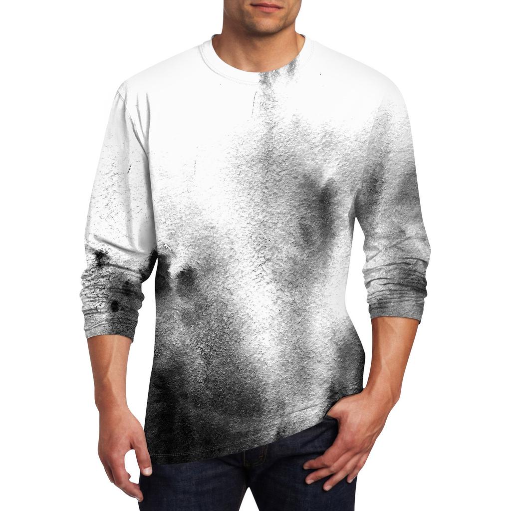 Муж. Футболка Круглый вырез Одежда Одежда На открытом воздухе Длинный рукав С принтом Модельер Винтаж