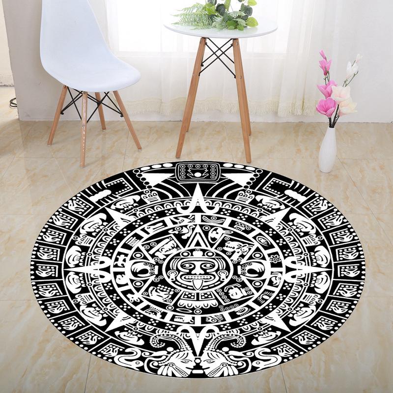 3D Illusion Halloween Black & White Round Carpet for Bedroom & Living Room