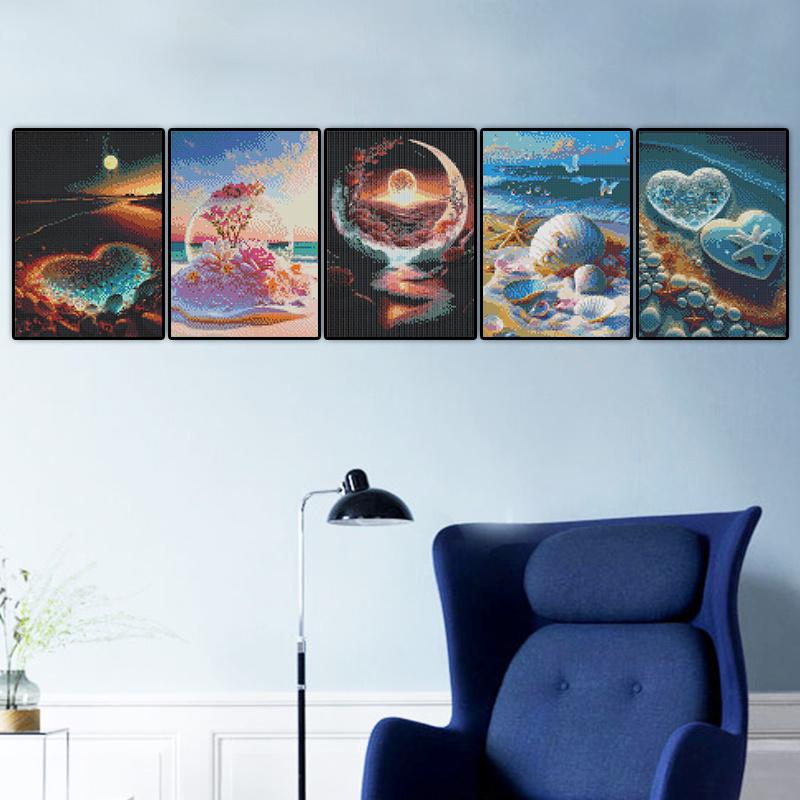 5D Алмазная картина Полный Алмазный пляж Белая роза Алмазная картина Ручная работа Diy Алмазная мозаика Картина Украшение дома