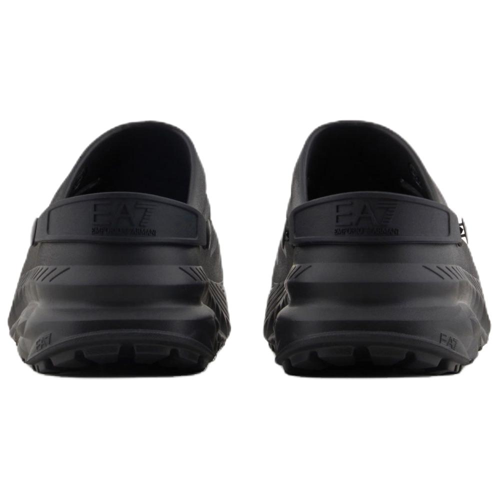 Emporio Armani EA7 Crusher Sonic Сабо с 3D-геометрическим узором, тисненый логотип, закругленный носок, без застежки, унисекс, черные XBR003XK448S336