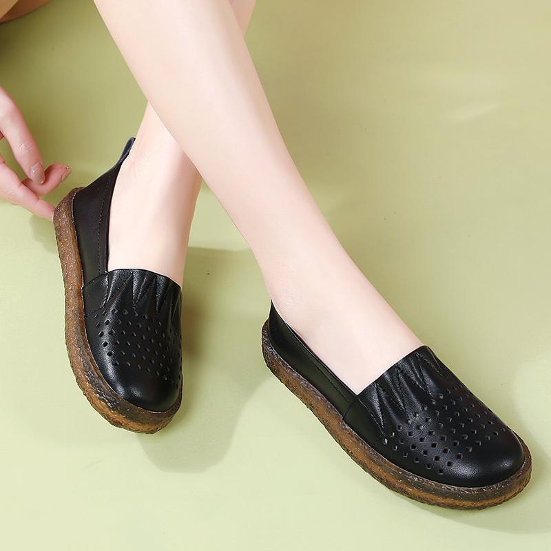Женские мокасины, лоферы, повседневные, белые, летние, дышащие, мягкие, для медсестры, туфли на плоской подошве, черные, для вождения, для ходьбы, для мамы