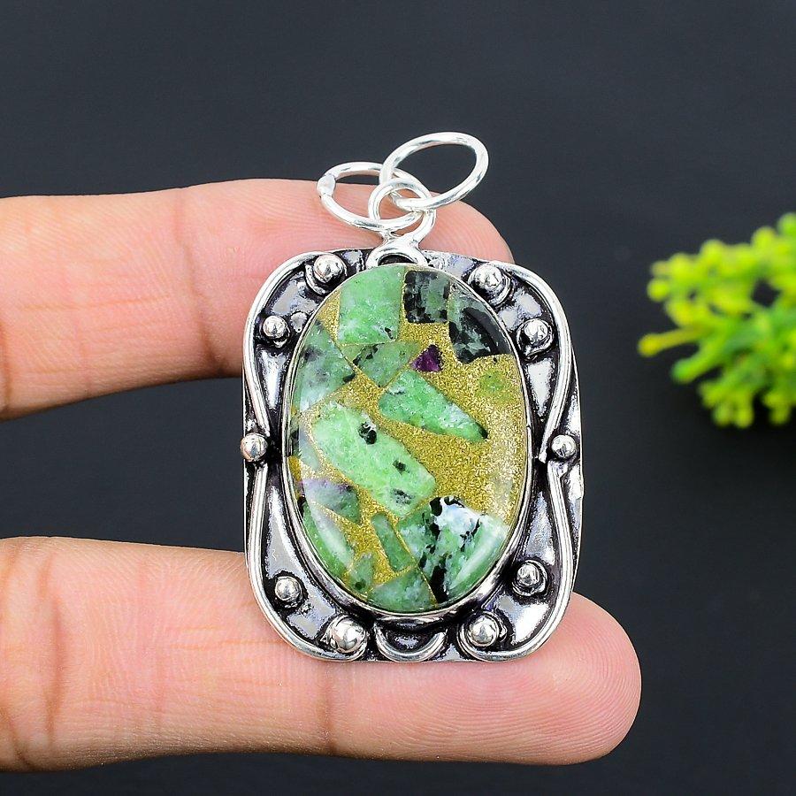 Ювелирный кулон ручной работы с рубином Zosite из стерлингового серебра 925 пробы, 2,25 дюйма, p9z64, созданный в лаборатории