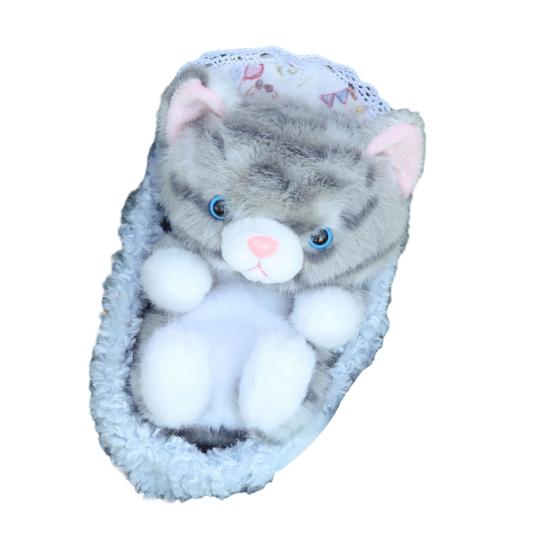 Милая реалистичная плюшевая игрушка котенок со спальным гнездом, мягкая набивная игрушка, пушистая кукла кошка, забавный настольный декор