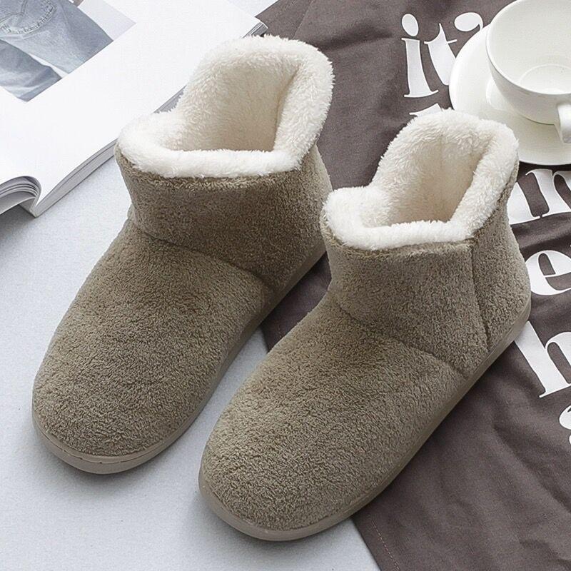 Men and Women Winter Slippers Warm Plush Slip-on Couples Home Floor Shoes Anti-slip Comfortable Flats Female Warm Faux Fur Slippers