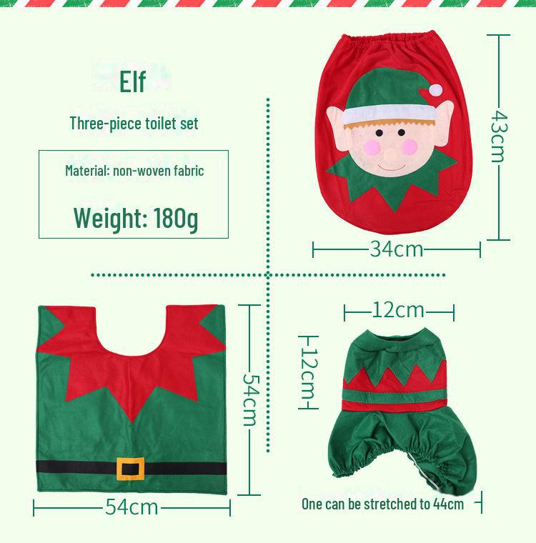 Рождественский мультяшный туалетный набор: Чехол со снеговиком, эльфом и оленем и подушечкой для ног