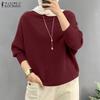 Women Casual O-neck Solid Color Bat Sleeve Knitted Blouse Tops