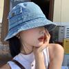 Корейская джинсовая панама для женщин Винтажная однотонная шапка-рыбак Летняя для активного отдыха и путешествий Девичьи панамы