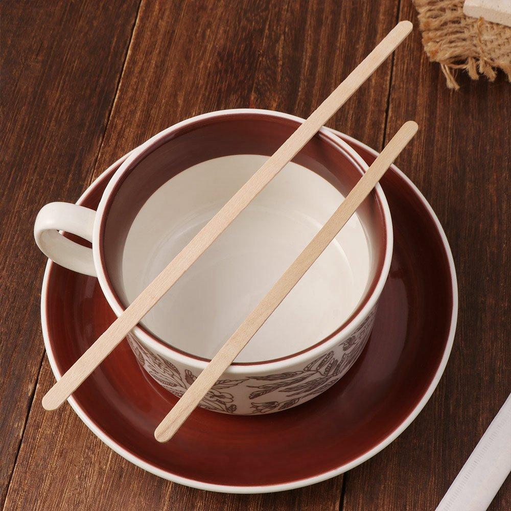 100Pcs Individually Wrapped Coffee Stirrers Eco-Friendly 14/19cm Wood Blenders Round End Not Prickly Stir Sticks Cocktail