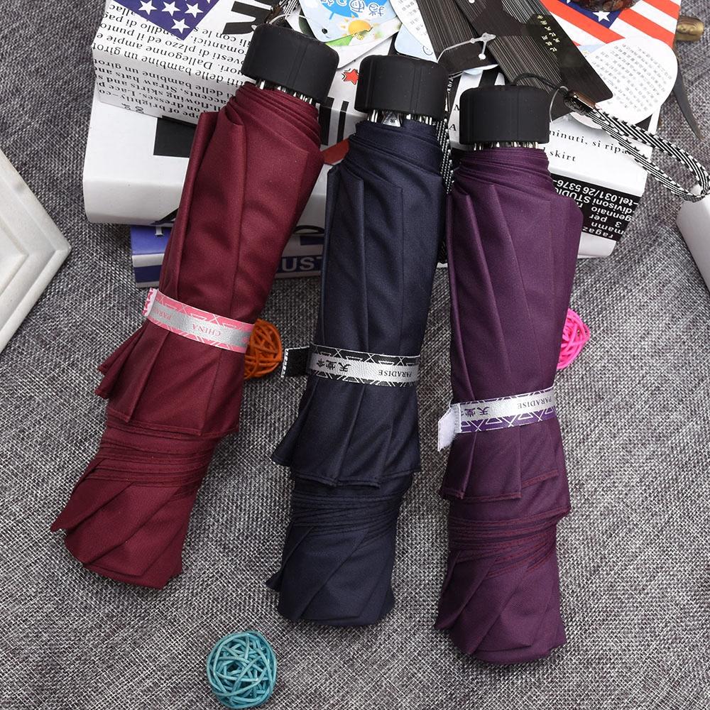 Paradise Umbrella Folding Umbrella for Men and Women, Student Double Reinforced Large Umbrella, Windproof Sun and Rain Umbrella, Solid Color Business