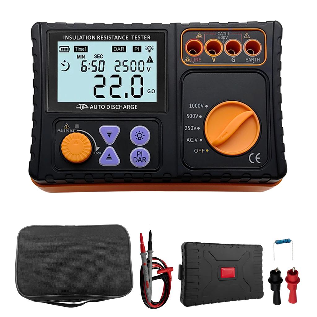 Digital Insulation Resistance Tester, 250V500V1000V Megohmmeter LCD Display Insulation Resistance