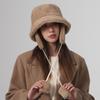 Solid Color Winter Fisherman Hat Anti-cold Plush Bucket Cap Ushanka Plush Panama Hat  Outdoor