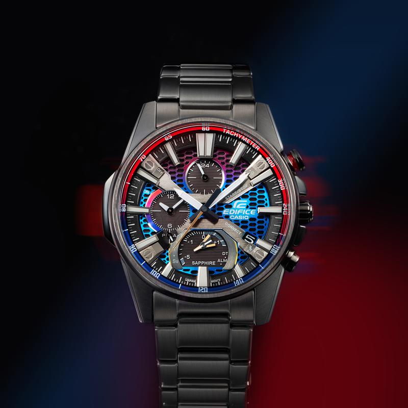 Casio Серия EDIFICE горячая серия с цветовым градиентом повседневная ретро мода классические тройные часы на солнечной батарее кварцевый механизм стальной ремешок японские и EQB-1200YHG-1APR