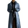 God Temperament Solid Color Trench Style Men's Fashion   Slim  Long Leather Jacket  Domineering Gambling Coat Plus Size
