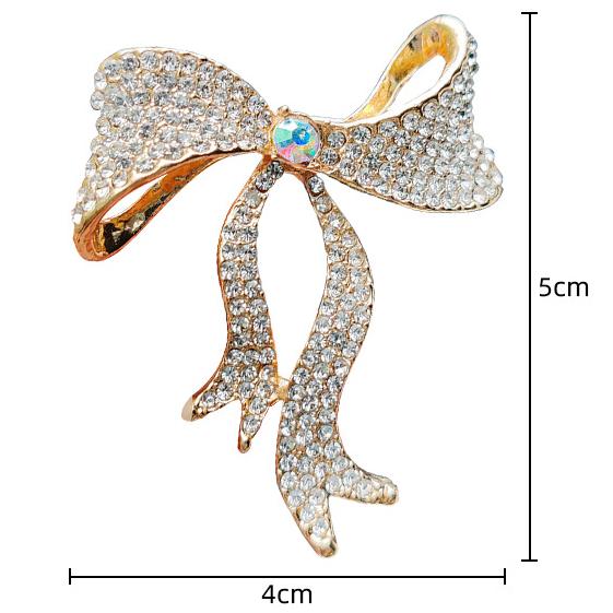 Super Flash Full Diamond Zircon Bow Brooch Corsage Female Elegant High-end Suit Pin