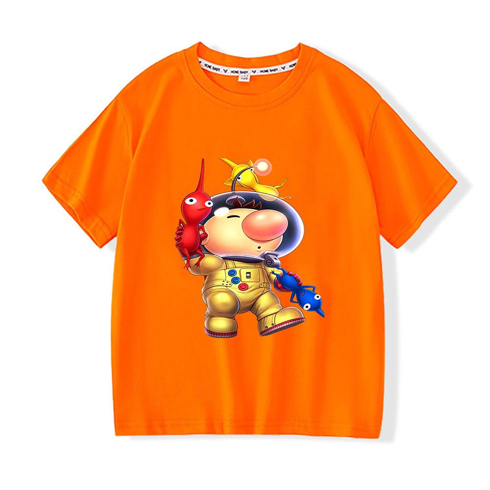 100% Хлопок Игра Pikmin Детская Футболка Мультяшный Графический Принт Футболки Смешной Повседневный Детский Топ Мягкий Круглый Вырез Короткий Рукав Летний