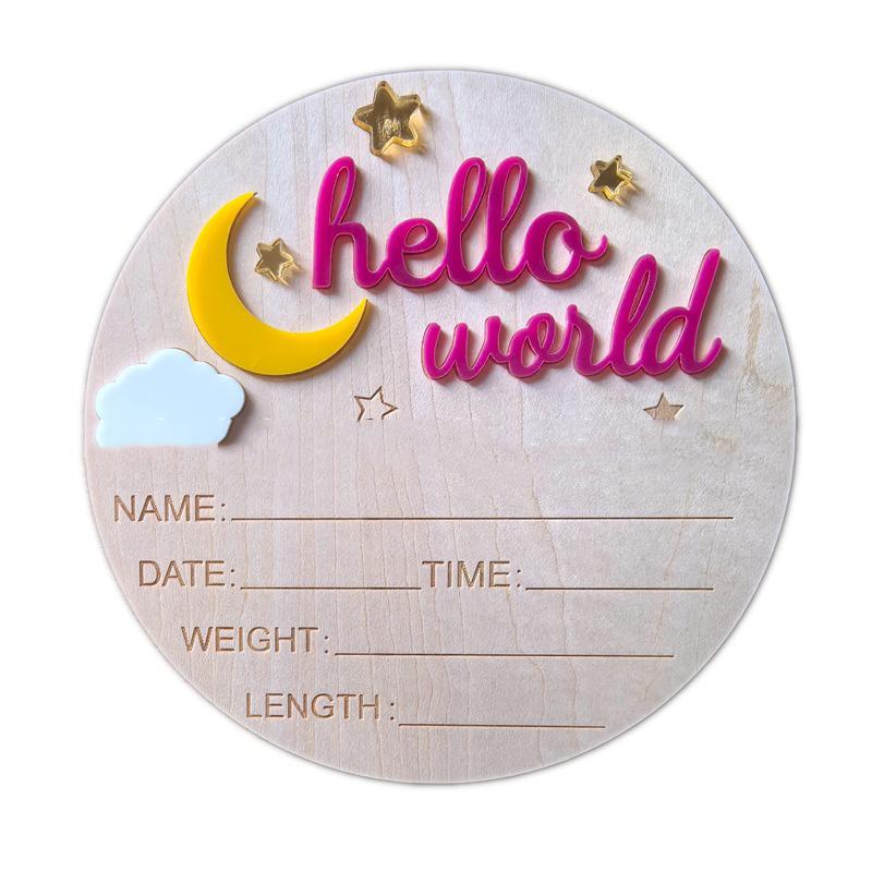 Деревянная табличка «Hello World Newborn», милая доска для объявлений о рождении ребенка