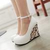 Fashion Platform Wedges High Heels Shoes Casual Ankle Straps Pumps Ladies White Black Wedge Wedding Office Shoes For Woman