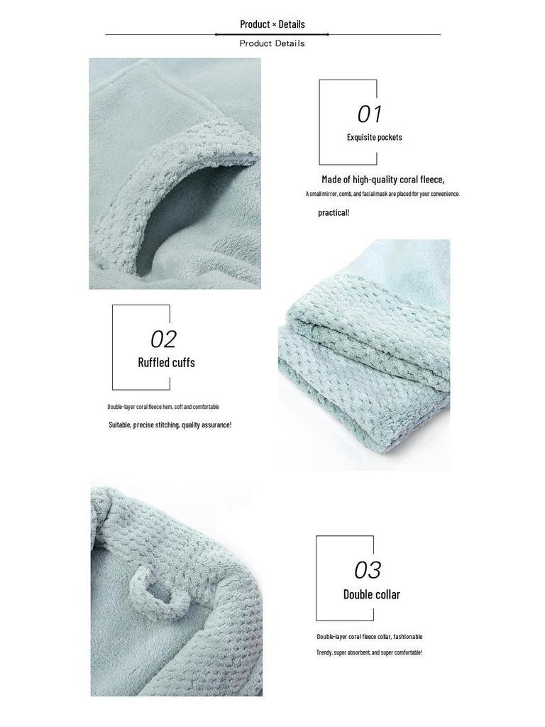 Women's Pineapple Plaid Coral Fleece Bathrobe - Absorbent, Long, Lapel Design, Perfect for Home, Hotel, or Morning Wear