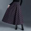 Plaid Drapey A-line Elastic Waist Pleated Midi Skirt - 2025 Winter Slimming Edition