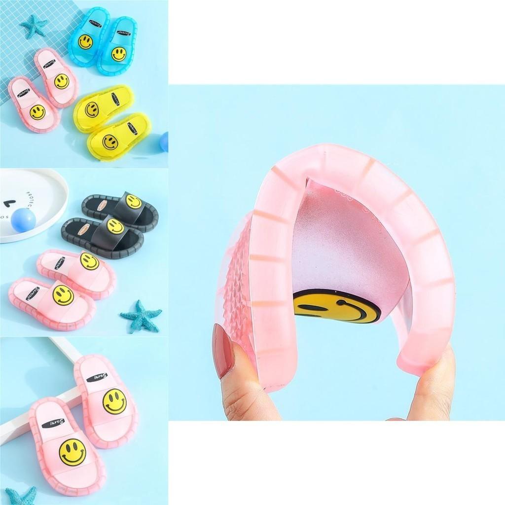 Светящиеся светодиодные тапочки-смайлики для детей, мягкие и нескользящие желеобразные летние сандалии