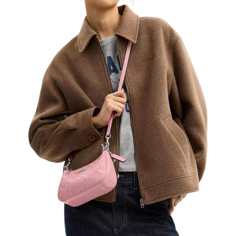 Coach Сумка через плечо Teri 20 подвеска в форме сердца съемные длинный и короткий ремешки с застежкой-молнией перламут лакированная кожа кросс-боди мини женская