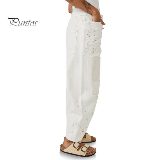 Женские джинсы-бочки с широкими штанинами, заниженной талией, с завязками на щиколотке, эластичные мешковатые брюки-бойфренды с резинкой на талии