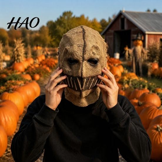 Creepy Realistic Masque Halloween Scarecrow Masque, Adults Scary Full Head Honor for Latex Cosplay Party Props Costume, Haunted House Photogenic