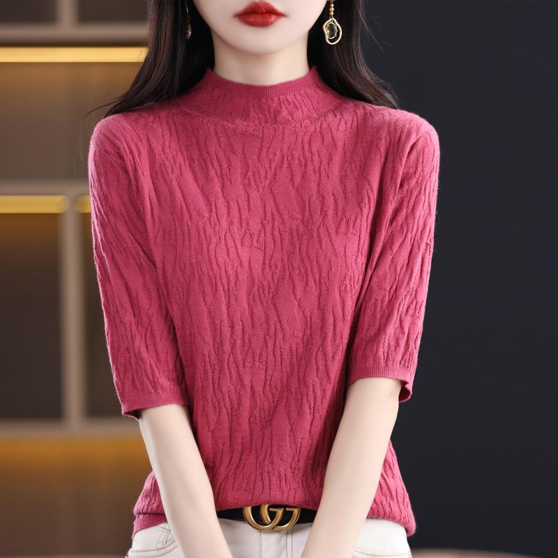 2026 Autumn-Winter Women's Korean Style Knit Sweater with Half-High Lace Collar