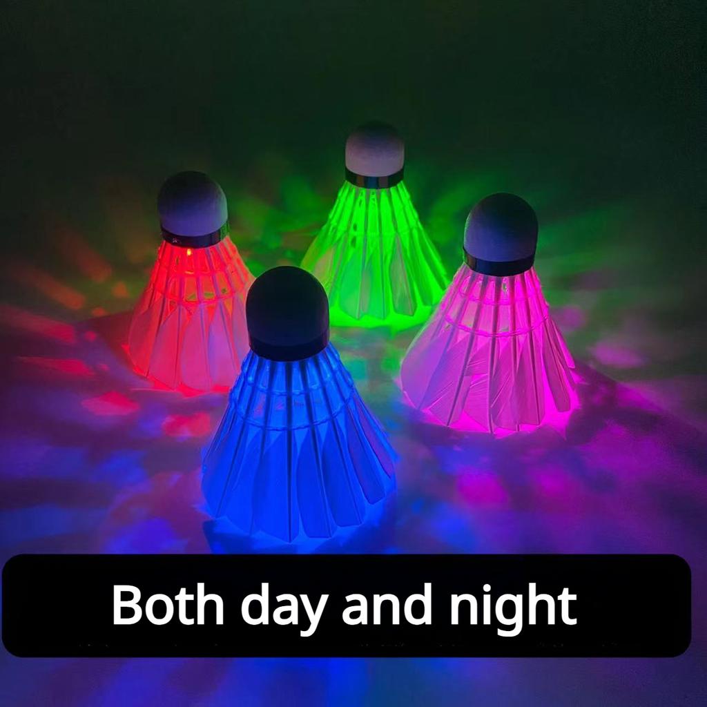 Светящийся мяч для бадминтона с высокой эластичностью и прочным ветронепроницаемым нейлоновым мячом с перьями для яркой ночи.