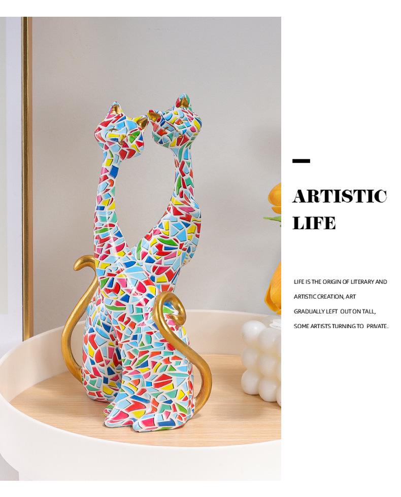 Фигурка кошки в европейском стиле с имитацией текстуры дерева - Декор из смолы ручной работы на День святого Валентина