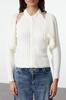 Women's Fashion Stylish Cardigan Ecru Soft Textured Bolero Knitwear Cardigan