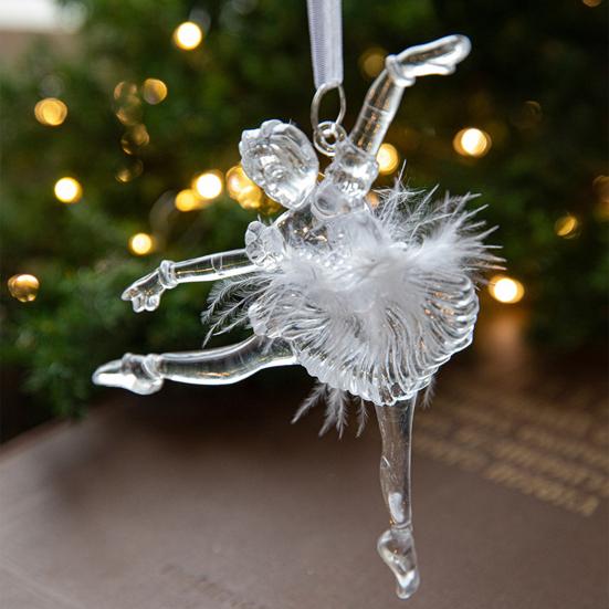 Кристально чистый рождественский орнамент Сверкающее дерево/балерина/бант/звезда Рождественское подвесное украшение для спальни, гостиной, фермерского дома, праздничного домашнего декора