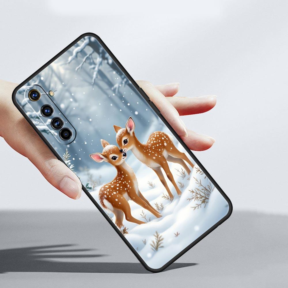 Cartoon Animal Deer Case For Realme C67 C63 C55 C53 C35 C25 C21 GT 2 3 5 6 10 11 12 13 Pro Plus 5G Soft TPU Phone Cover Fundas