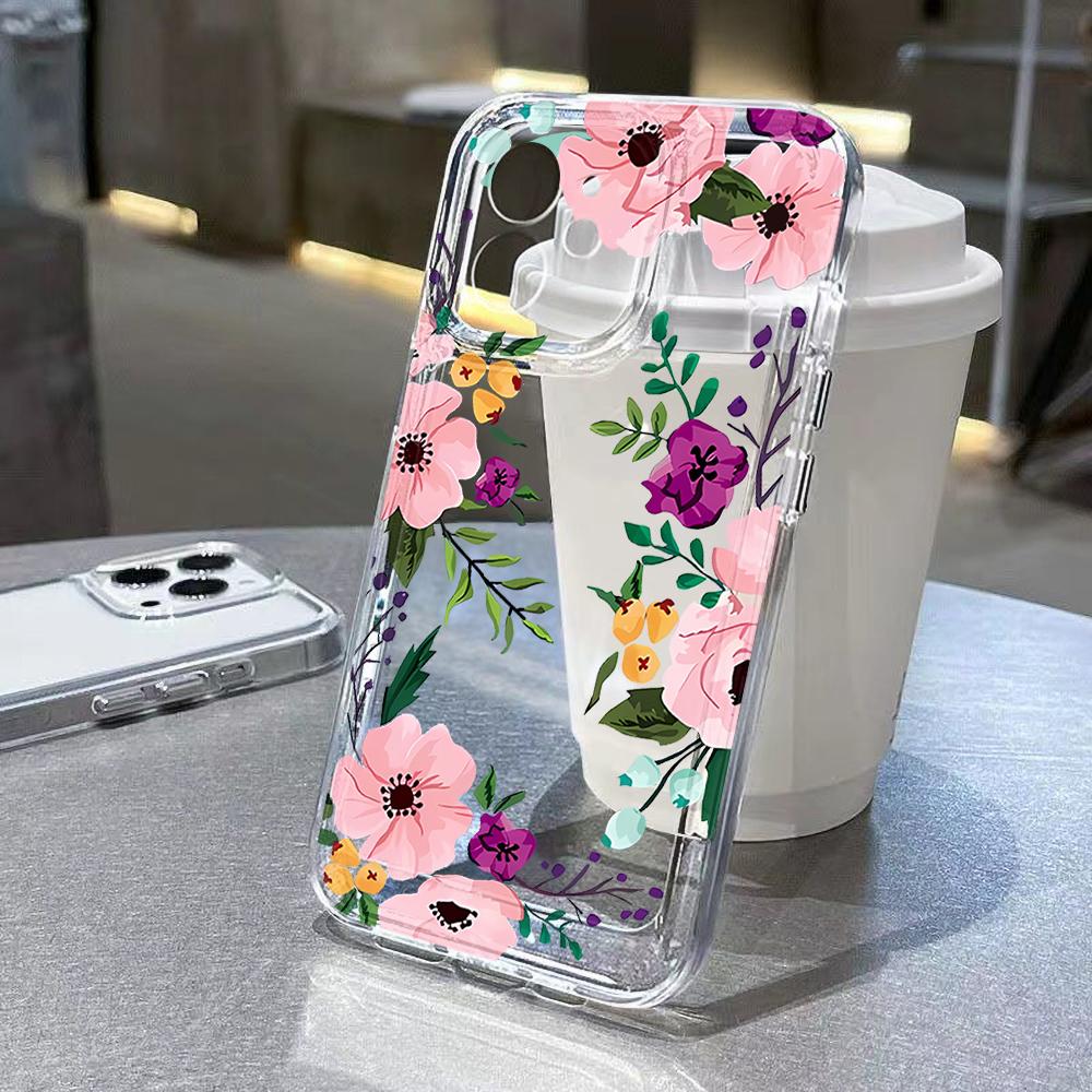 Flower Phone Case For Samsung S25 Ultra Funda Galaxy S24 S23 FE S22 S21 S20 FE S10 Plus Silicone Transparent Covers Carcasa