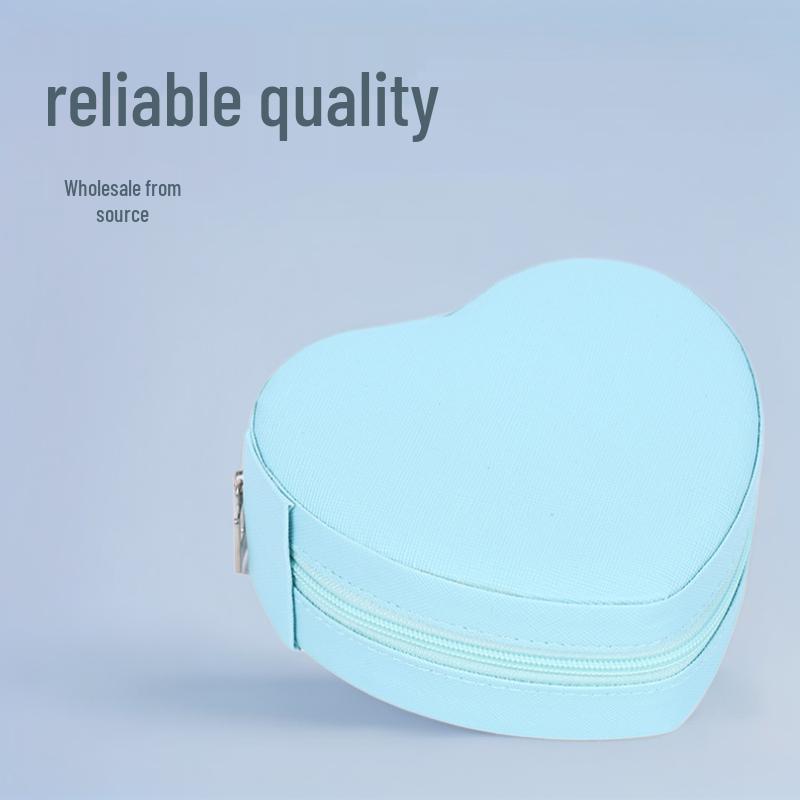 Heart-Shaped Travel Jewelry Storage Box - Necklace, Earrings & Rings Organizer, Light Luxury Style, Zipper Bag