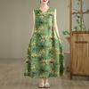 Новое хлопковое винтажное платье с цветочным принтом без рукавов больших размеров для женщин, повседневное свободное длинное летнее платье