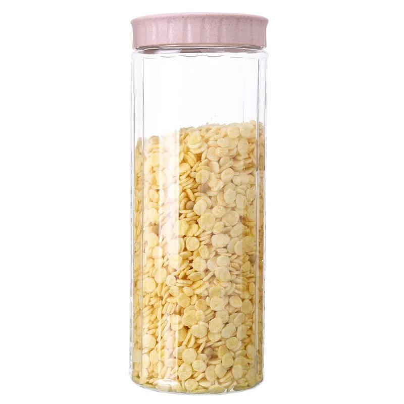 Kitchen Transparent Food Storage Container With Lids Durable Seal Pot Cereal Grain Bean Rice Sealed Plastic Milk Powder Jar