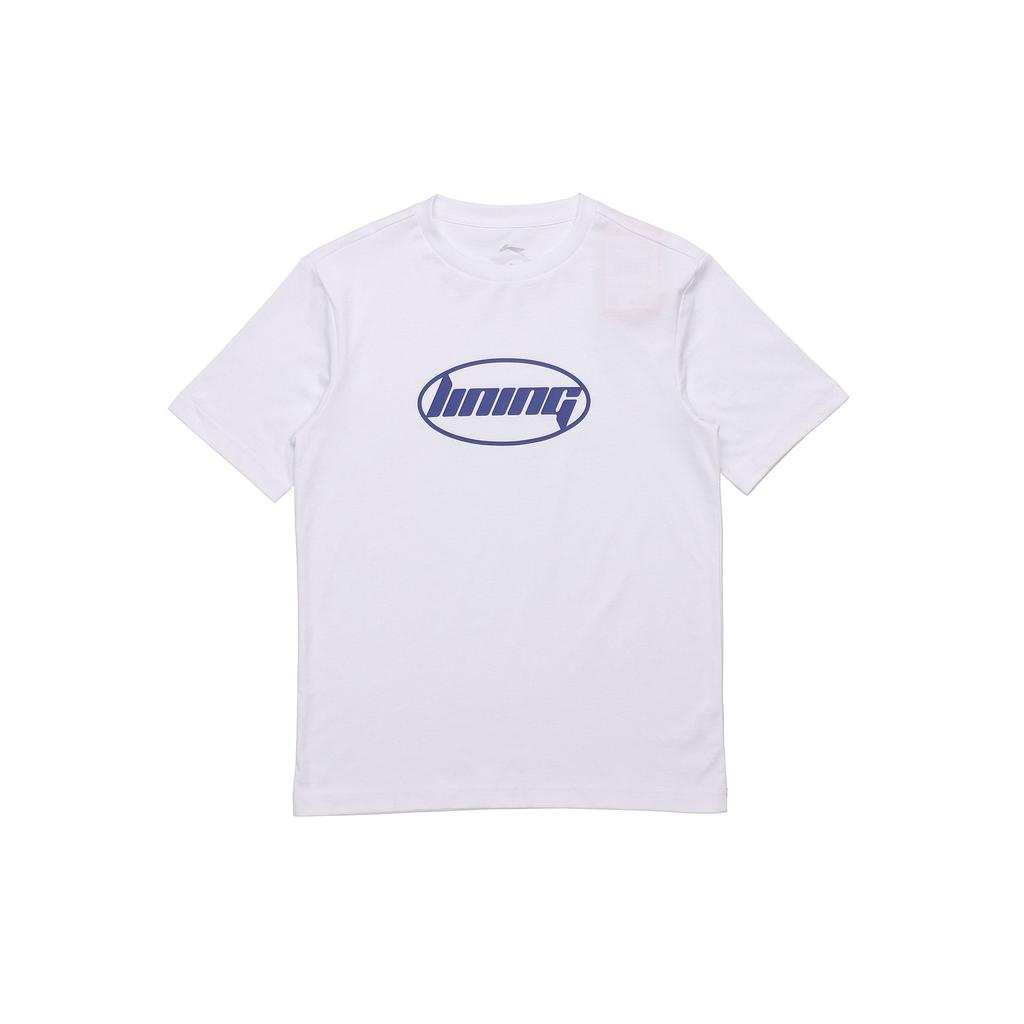 Li-Ning Футболка с коротким рукавом с буквенным принтом, топы унисекс, белая AHSQ412-1