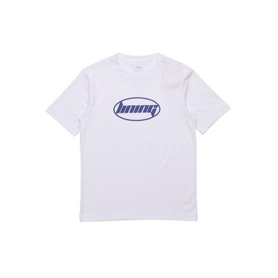 Li-Ning Футболка с коротким рукавом с буквенным принтом, топы унисекс, белая AHSQ412-1