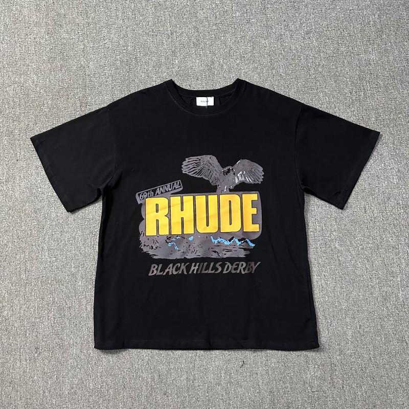 Vintage High Street RHUDE Print Loose Fit Short Sleeve T-Shirt Young Men