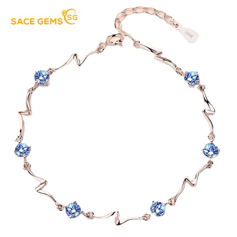 Sace Gems Цирконовый браслет, ювелирные изделия, геометрические бусины, браслеты-цепочки, модный тонкий свадебный подарок для подруги, женщины
