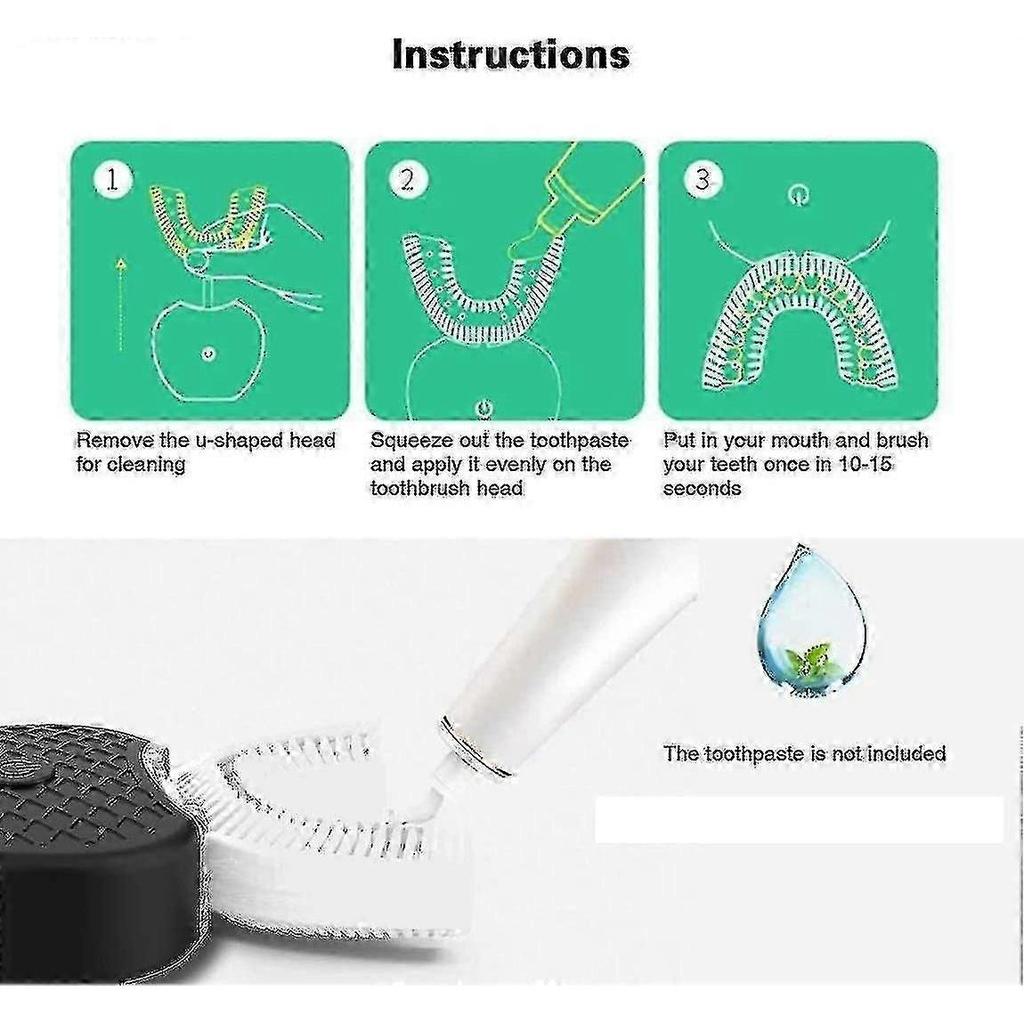 Electric Toothbrush,automatic Toothbrush,u-shape Sonic Toothbrush Teeth Whitening Kit With Replacement Brush Head