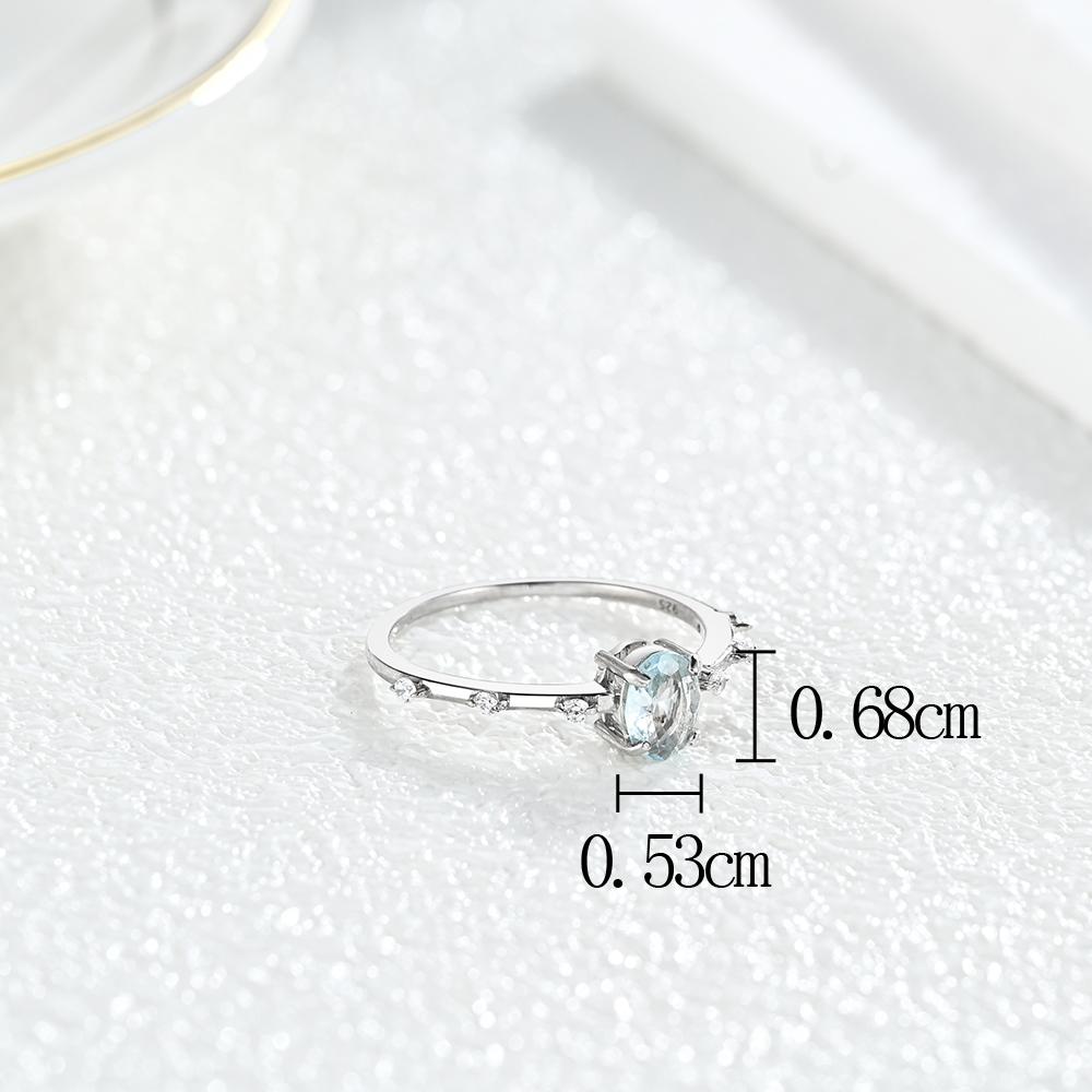 Stunning Classic Designer Chic Silver Ring for Women Natural Aquamarine Oval 5x7 March Birthstone Luxury Jewelry Gift