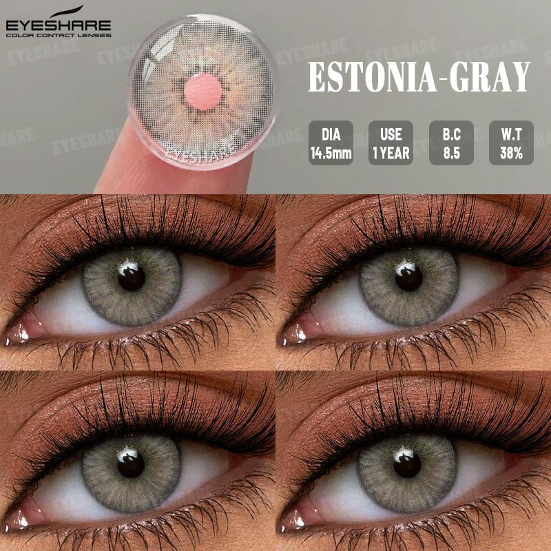 Eyeshare 1 пара цветных контактных линз ESTONIA 14,5 мм большие глаза натуральные линзы для модных глаз голубые линзы зрачки серые