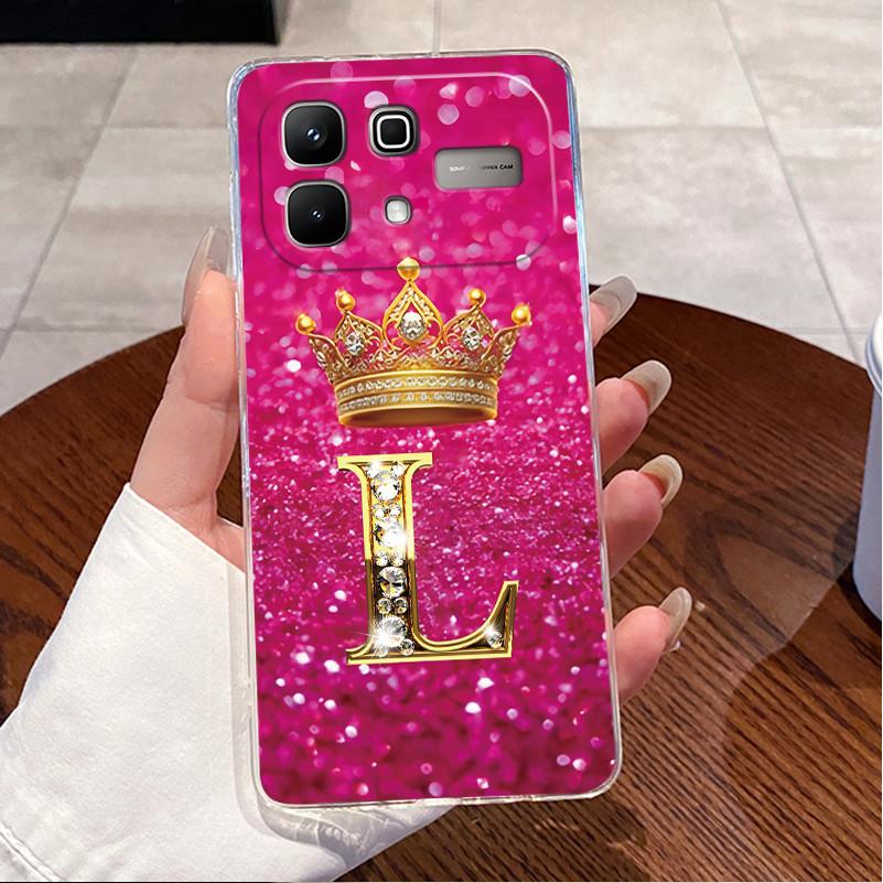 Crown Letter Couple Case For Infinix Note 60 5G/Note 60 Pro 5G Bumper Transparent TPU Silicone Shockproof Soft Casing Shell