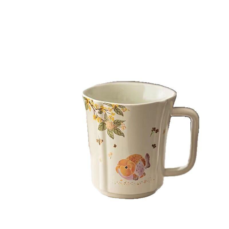 Растительная зола Рыба с большой головой Большая вместимость Чашка для питья воды и чая Керамическая кофейная чашка Домашняя мастер-чашка Офисная чашка для чая