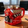 Кофейная кружка в виде двигателя V8 из смолы, декоративная фигурка, автомобильная тематика, подарок для автолюбителей, украшение для офисного стола